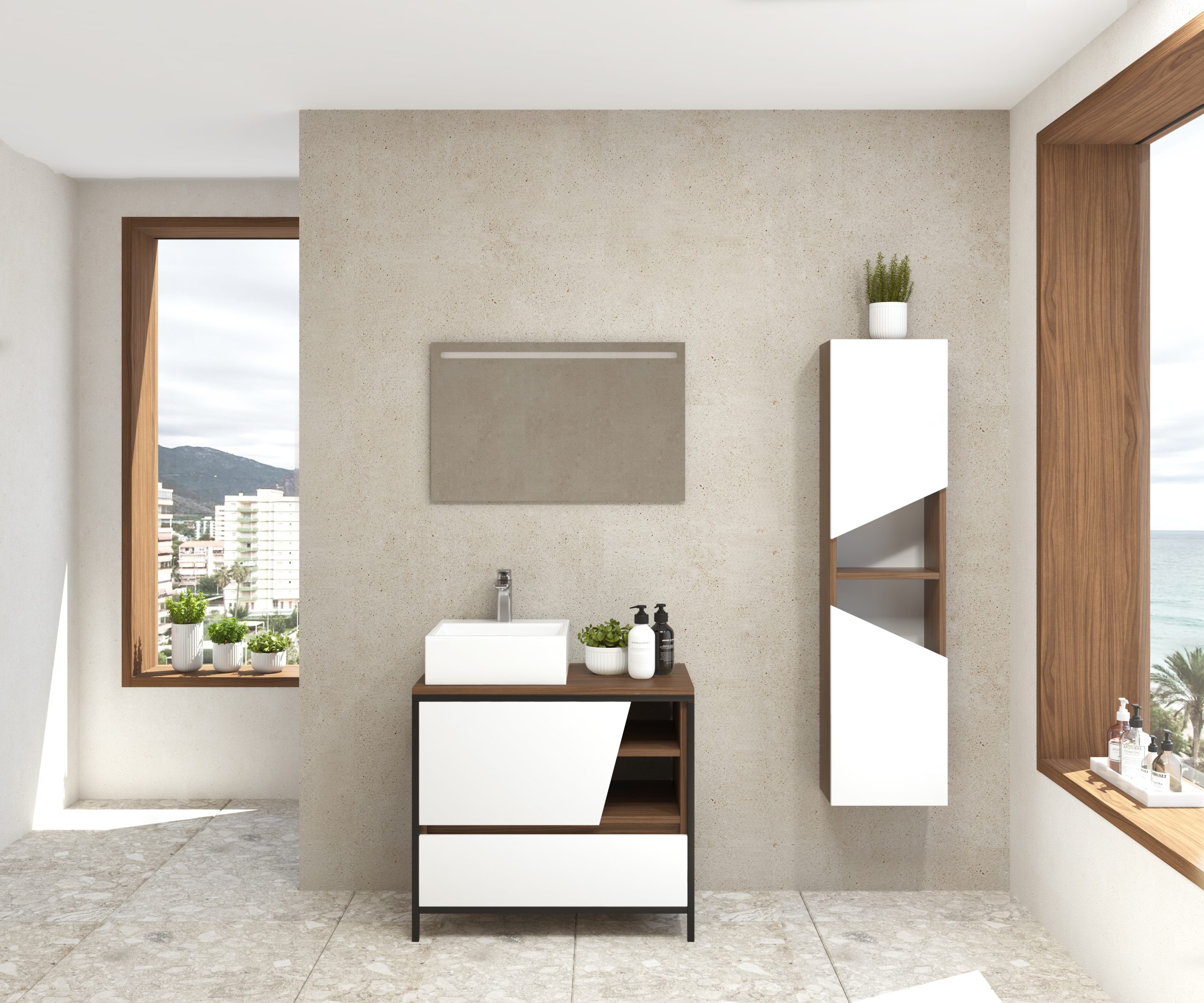 Pack Iron Rennes avec lavabo et miroir LED