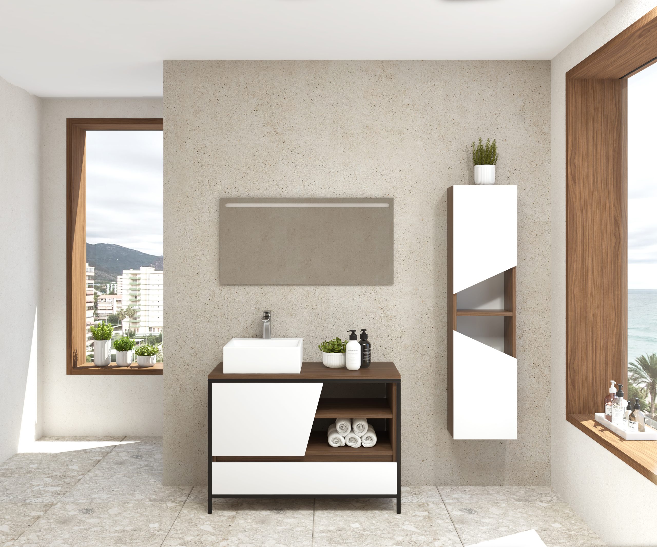 Pack Iron Rennes avec lavabo et miroir LED