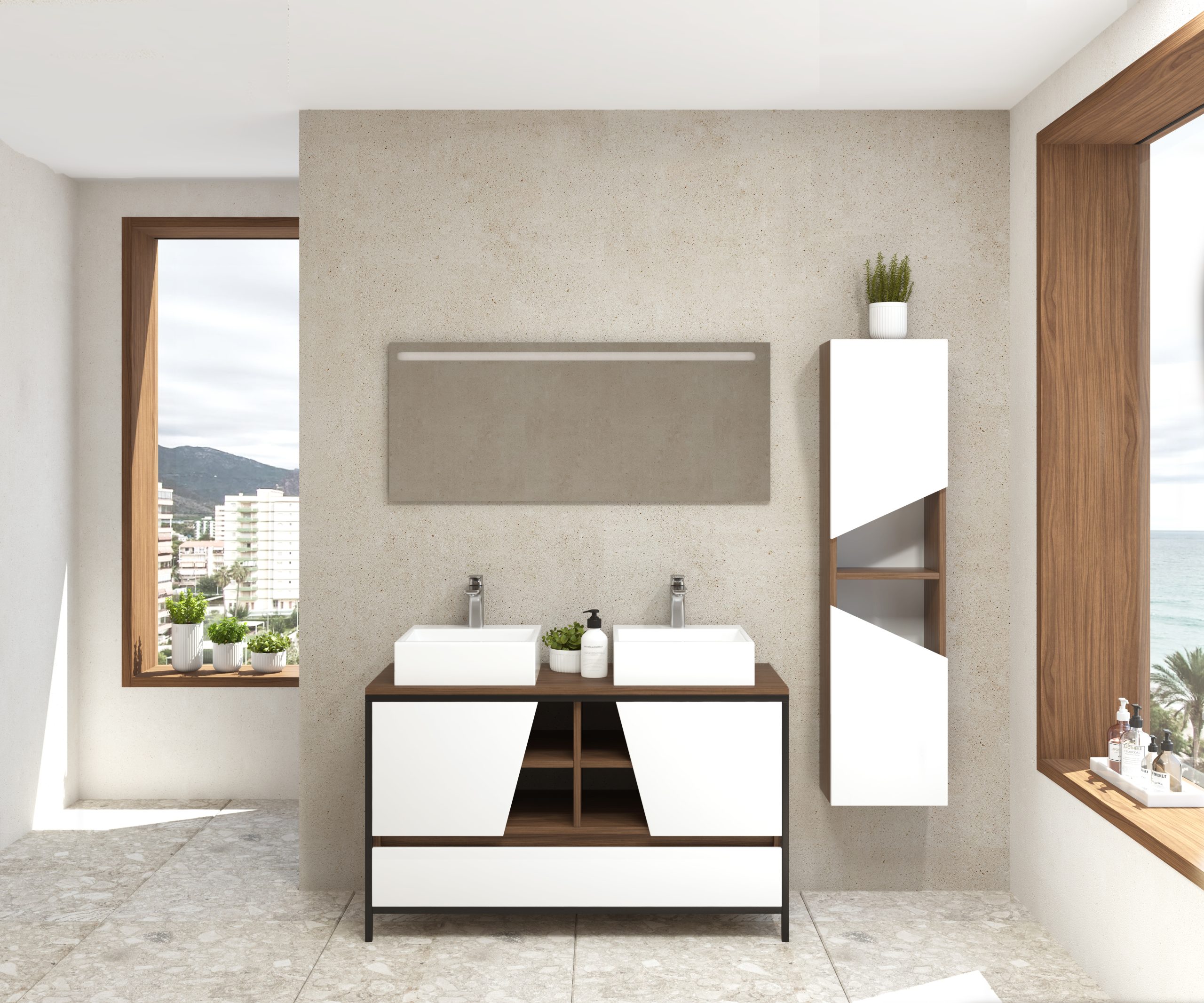 Pack Iron Rennes avec lavabo et miroir LED