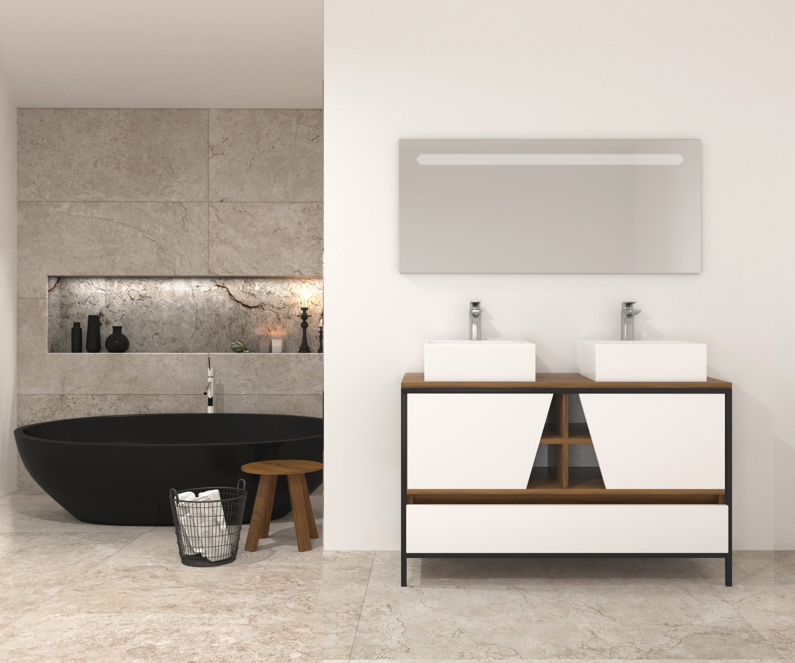 Pack Iron Rennes Plus avec lavabo et miroir LED