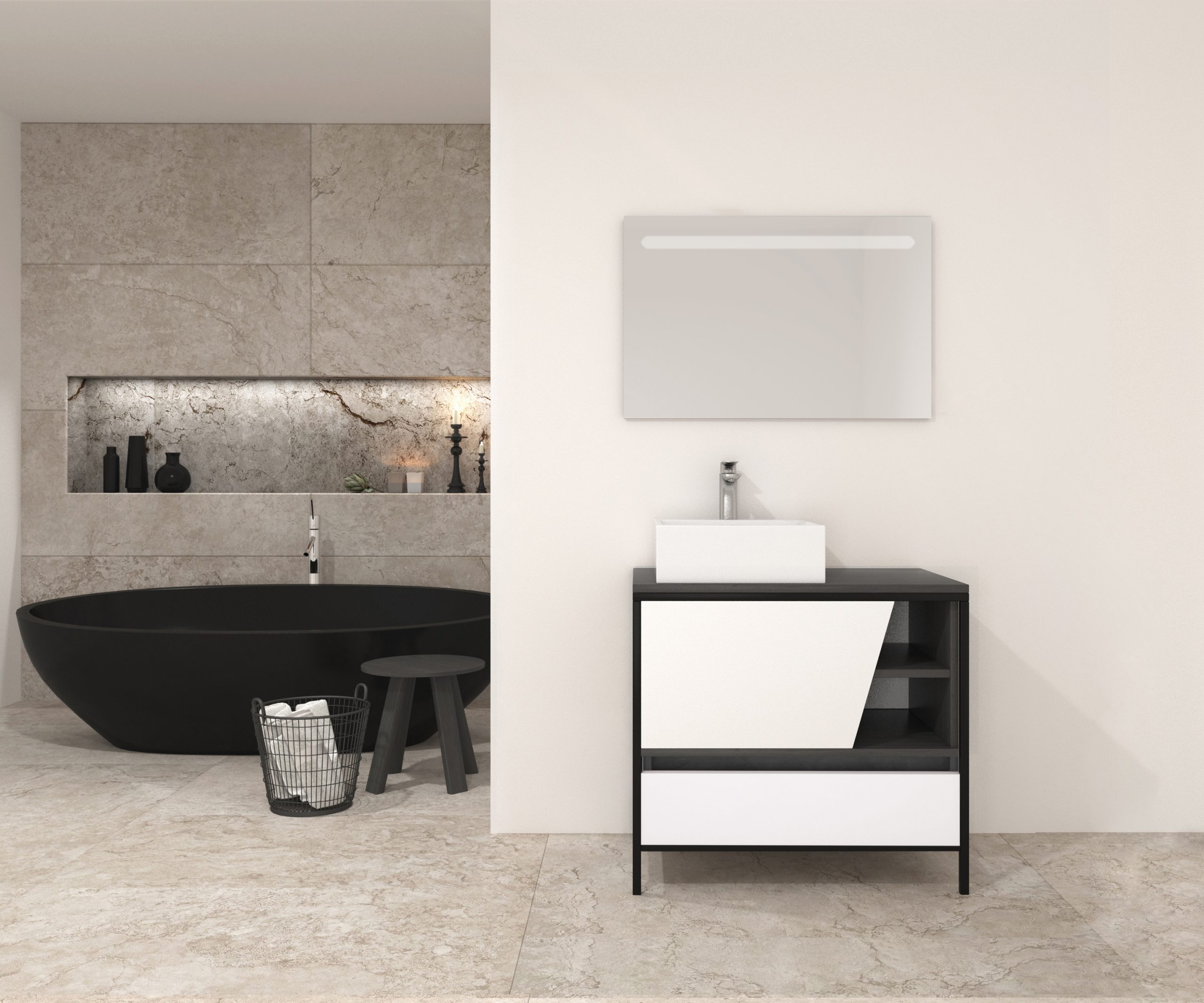 Pack Iron Rennes Plus avec lavabo et miroir LED