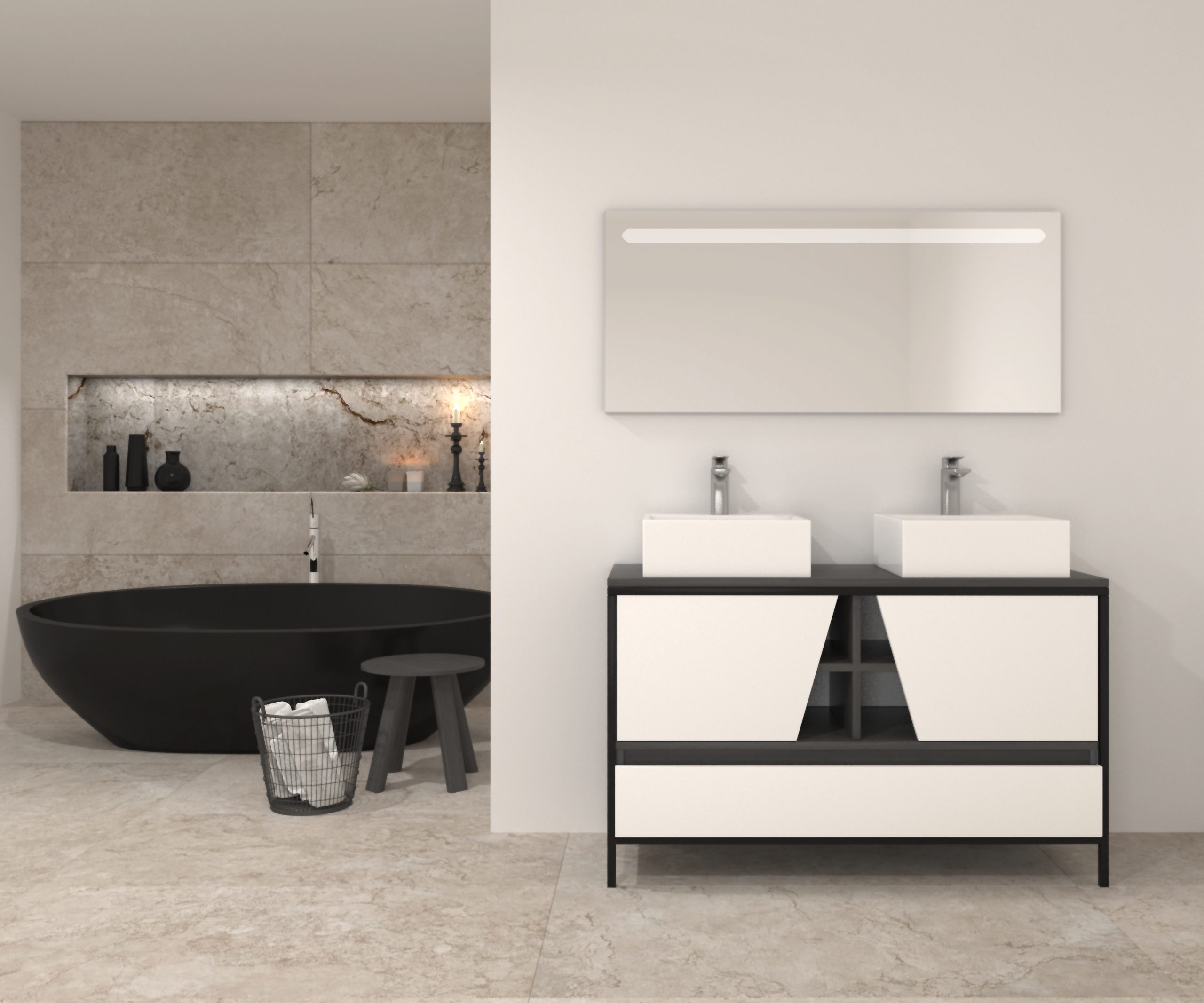 Pack Iron Rennes Plus avec lavabo et miroir LED