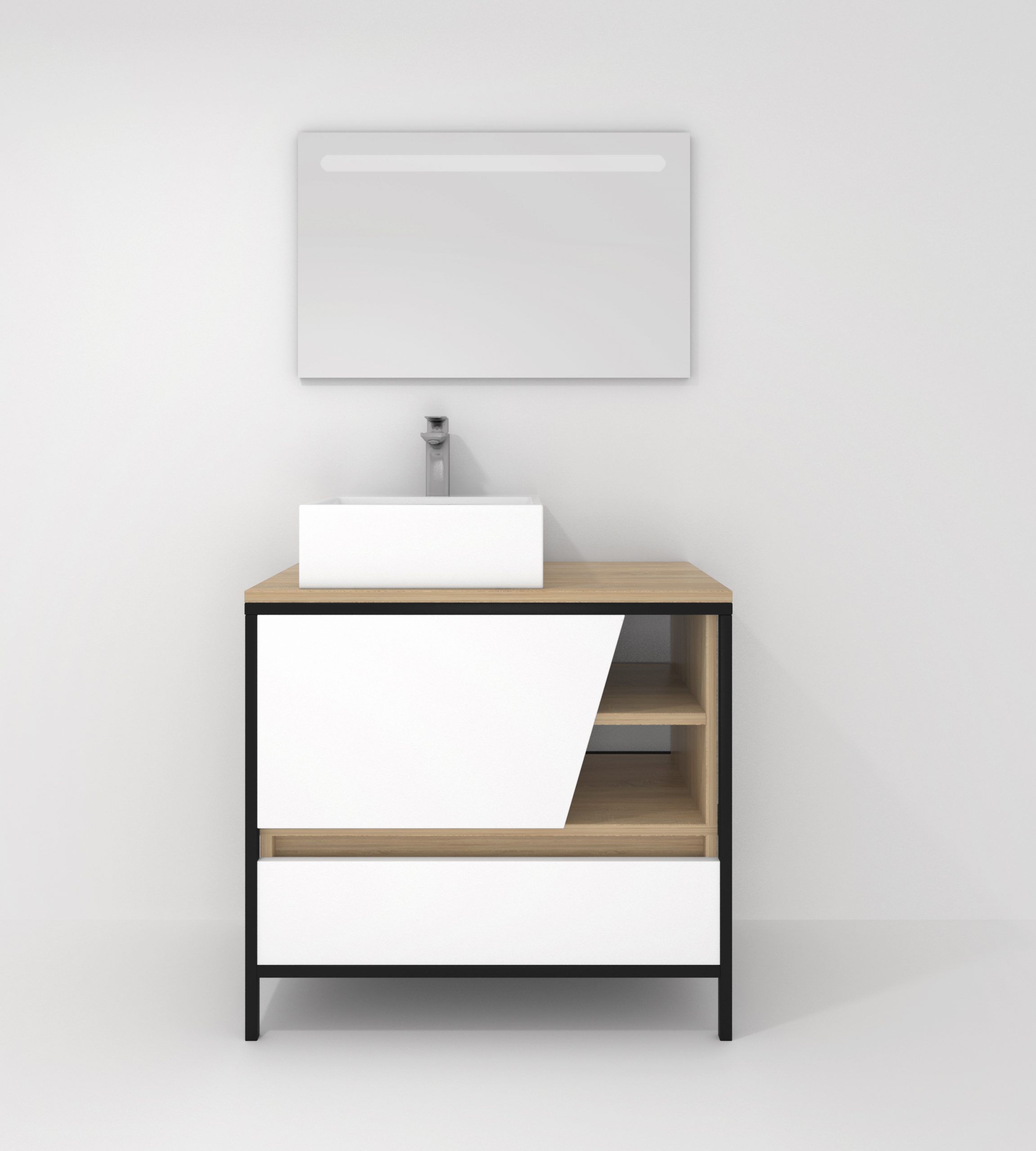 Pack Iron Rennes Plus avec lavabo et miroir LED