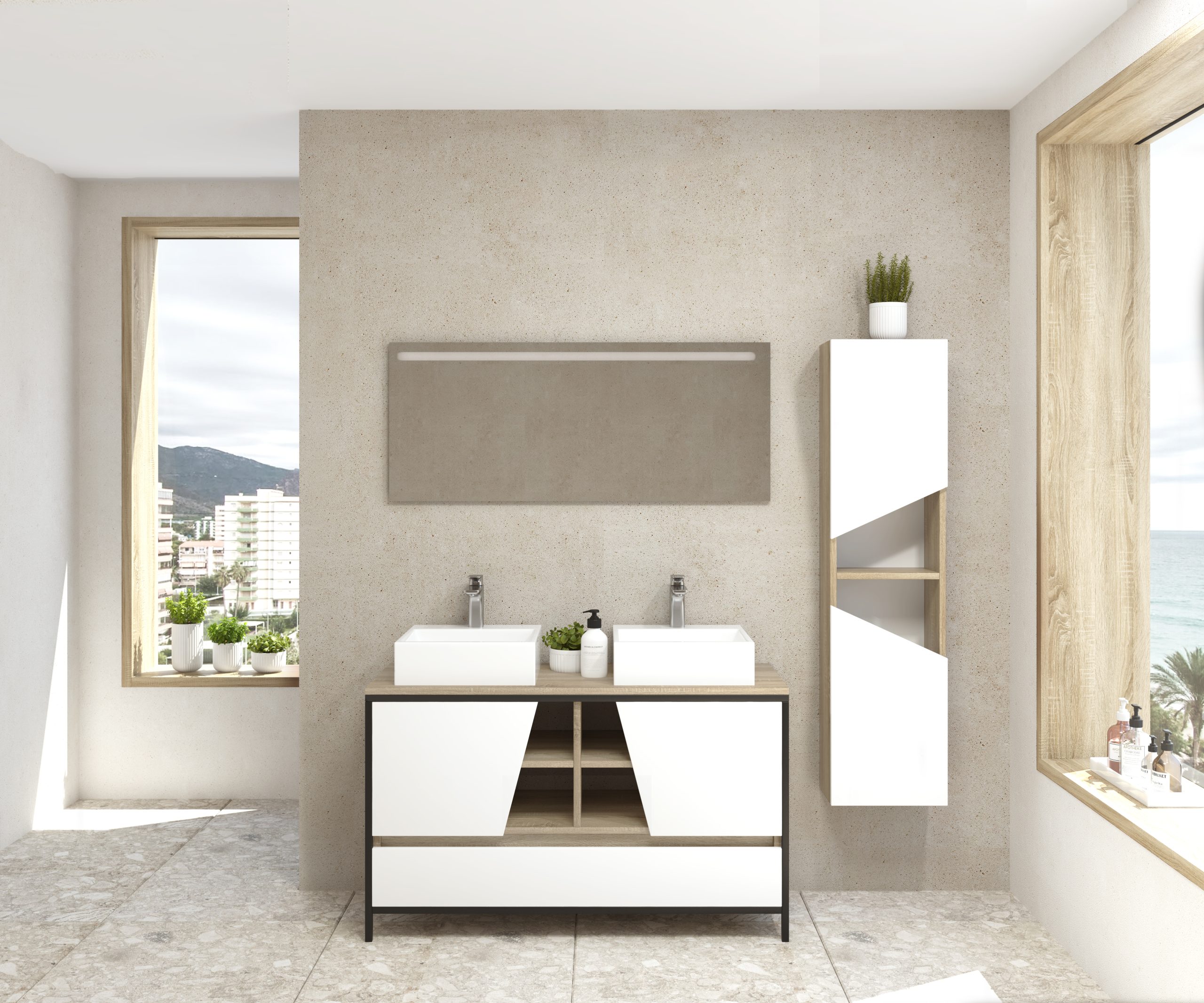 Pack Iron Rennes avec lavabo et miroir LED