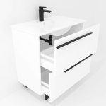 Ensemble en laiton avec lavabo et miroir LED