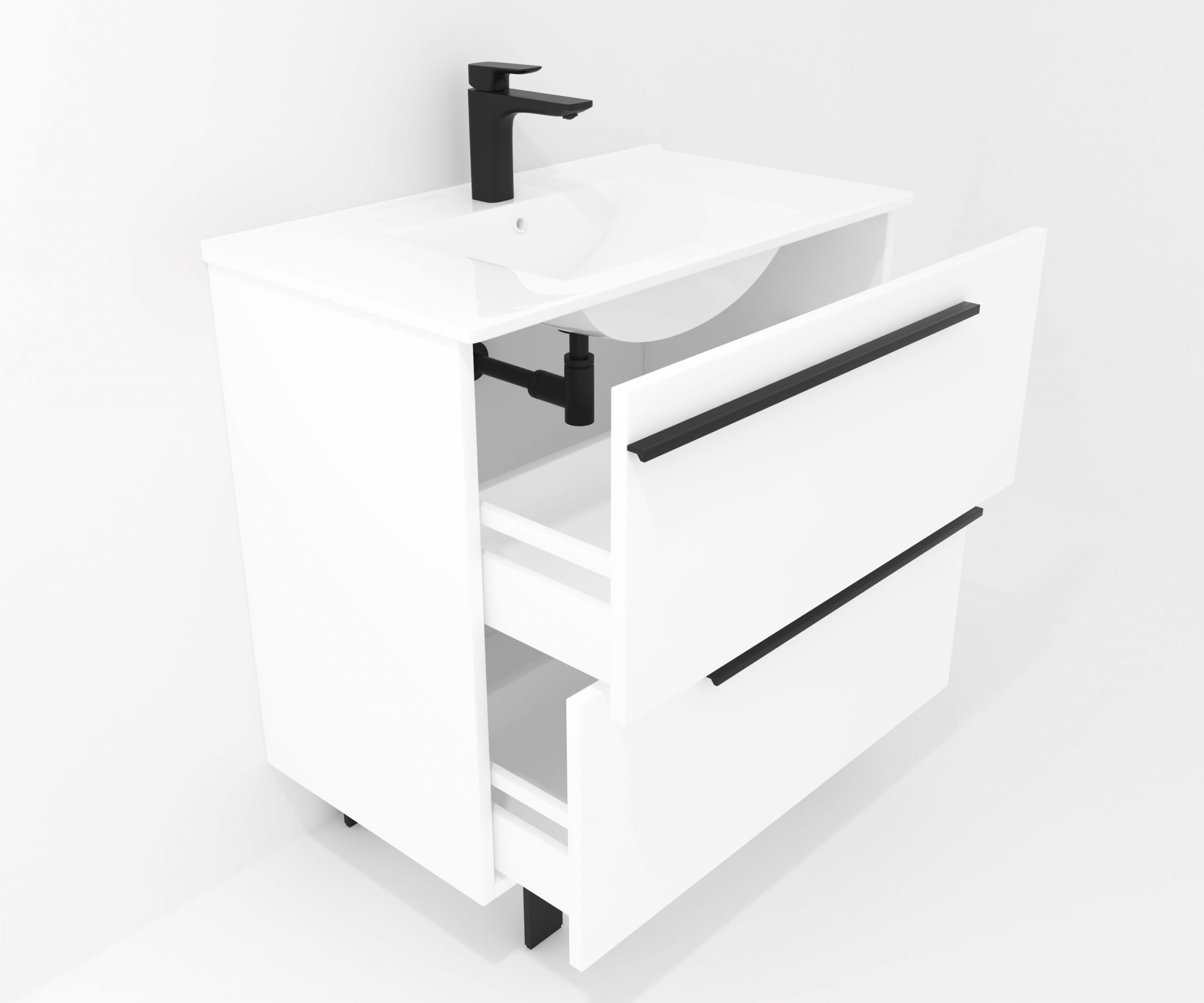 Ensemble en laiton avec lavabo et miroir LED