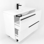 Ensemble en laiton avec lavabo et miroir LED