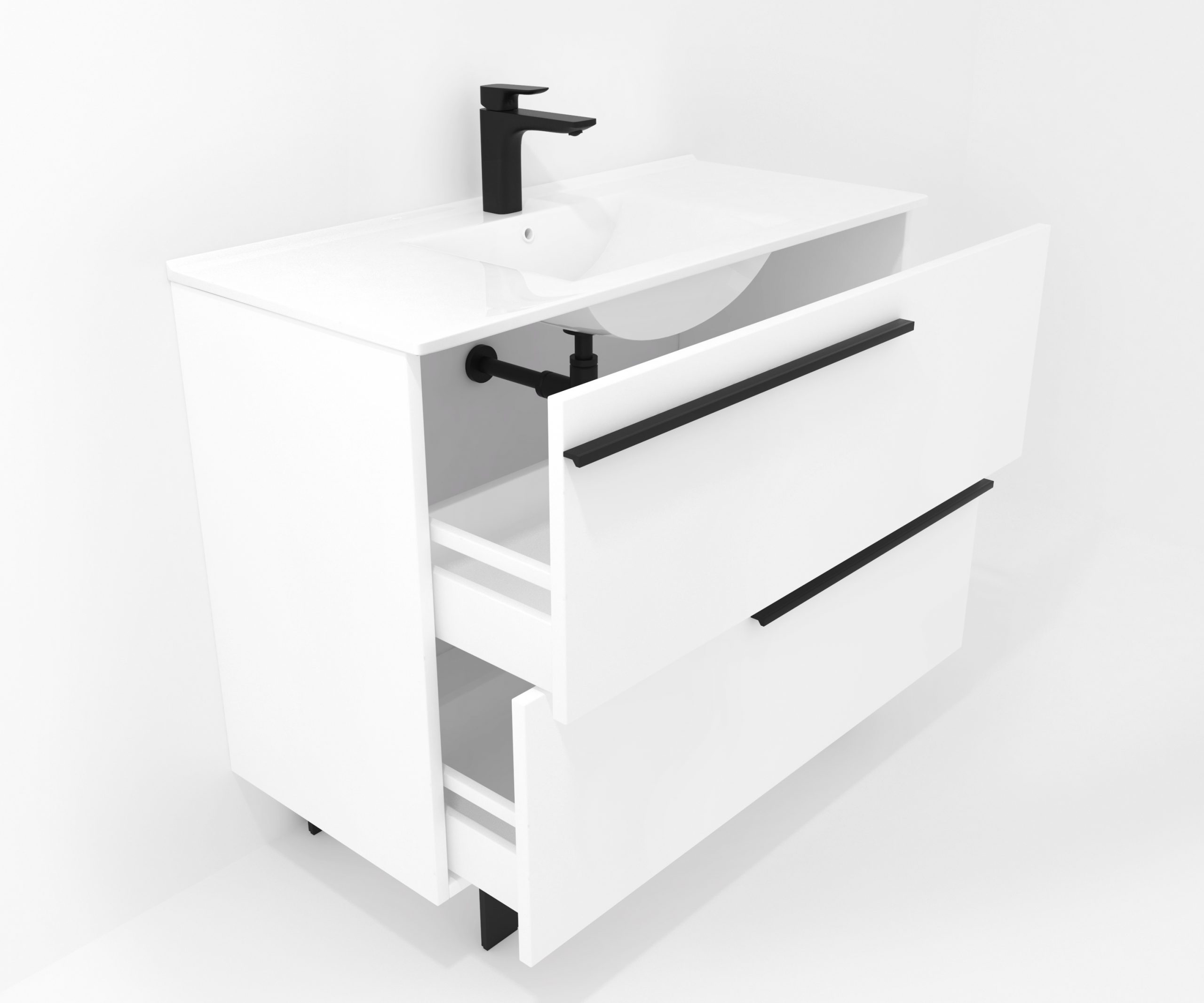 Ensemble en laiton avec lavabo et miroir LED