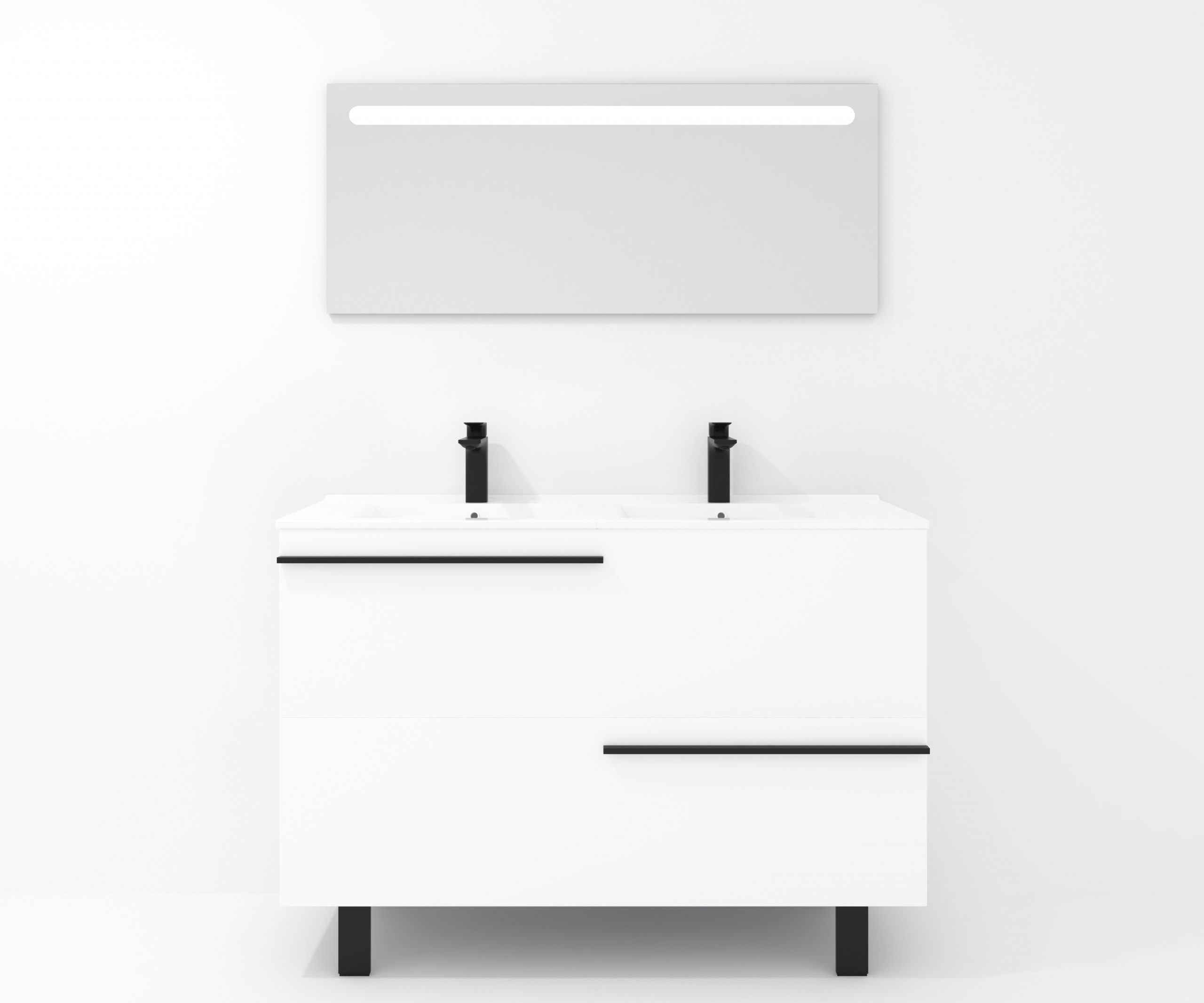 Ensemble en laiton avec lavabo et miroir LED