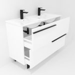 Ensemble en laiton avec lavabo et miroir LED