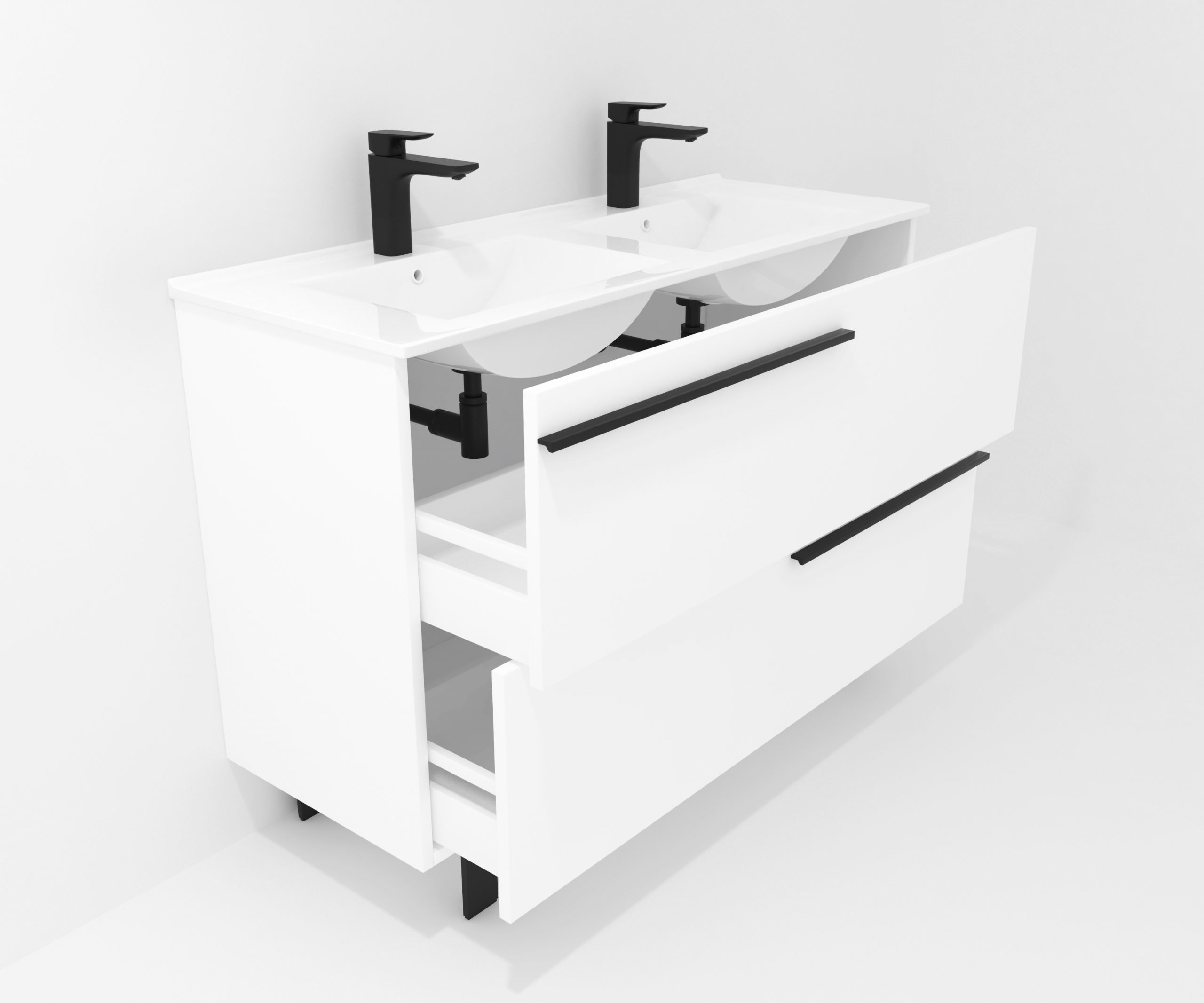 Ensemble en laiton avec lavabo et miroir LED