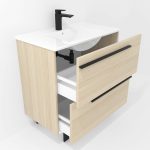 Ensemble en laiton avec lavabo et miroir LED