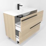 Ensemble en laiton avec lavabo et miroir LED