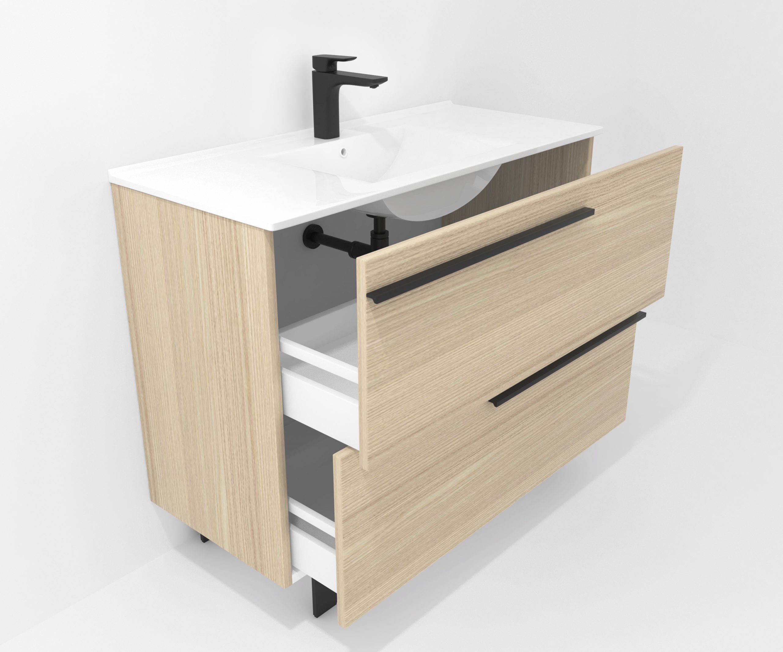 Ensemble en laiton avec lavabo et miroir LED