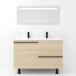 Ensemble en laiton avec lavabo et miroir LED