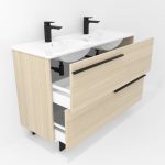 Ensemble en laiton avec lavabo et miroir LED