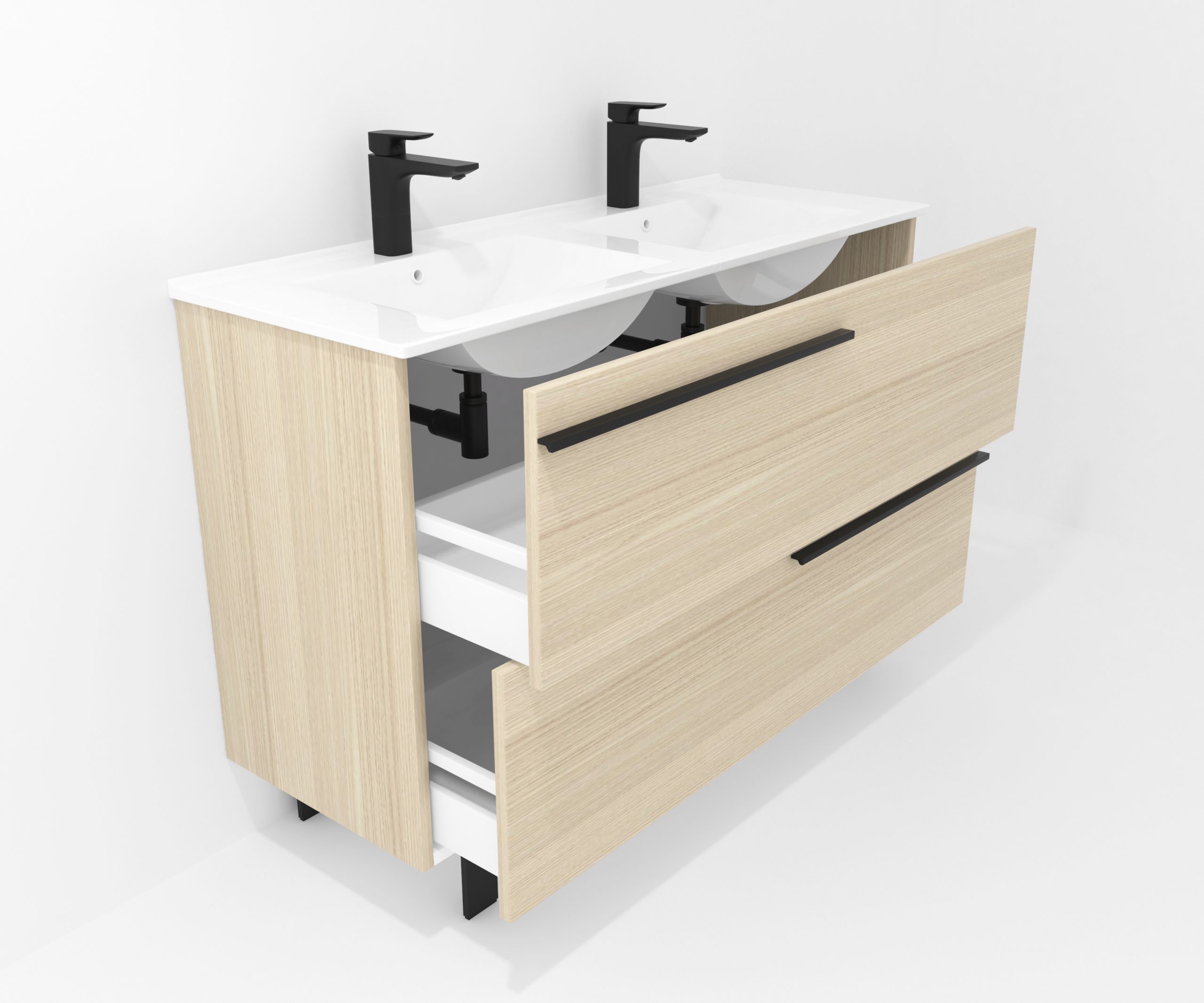 Ensemble en laiton avec lavabo et miroir LED