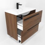 Ensemble en laiton avec lavabo et miroir LED