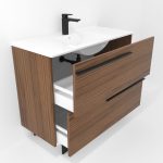 Ensemble en laiton avec lavabo et miroir LED