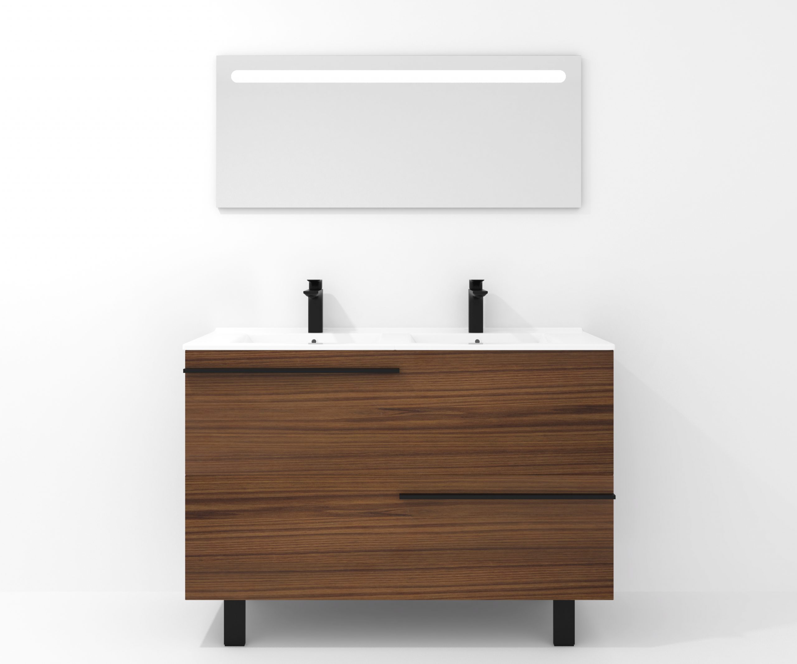 Ensemble en laiton avec lavabo et miroir LED