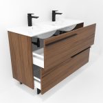 Ensemble en laiton avec lavabo et miroir LED