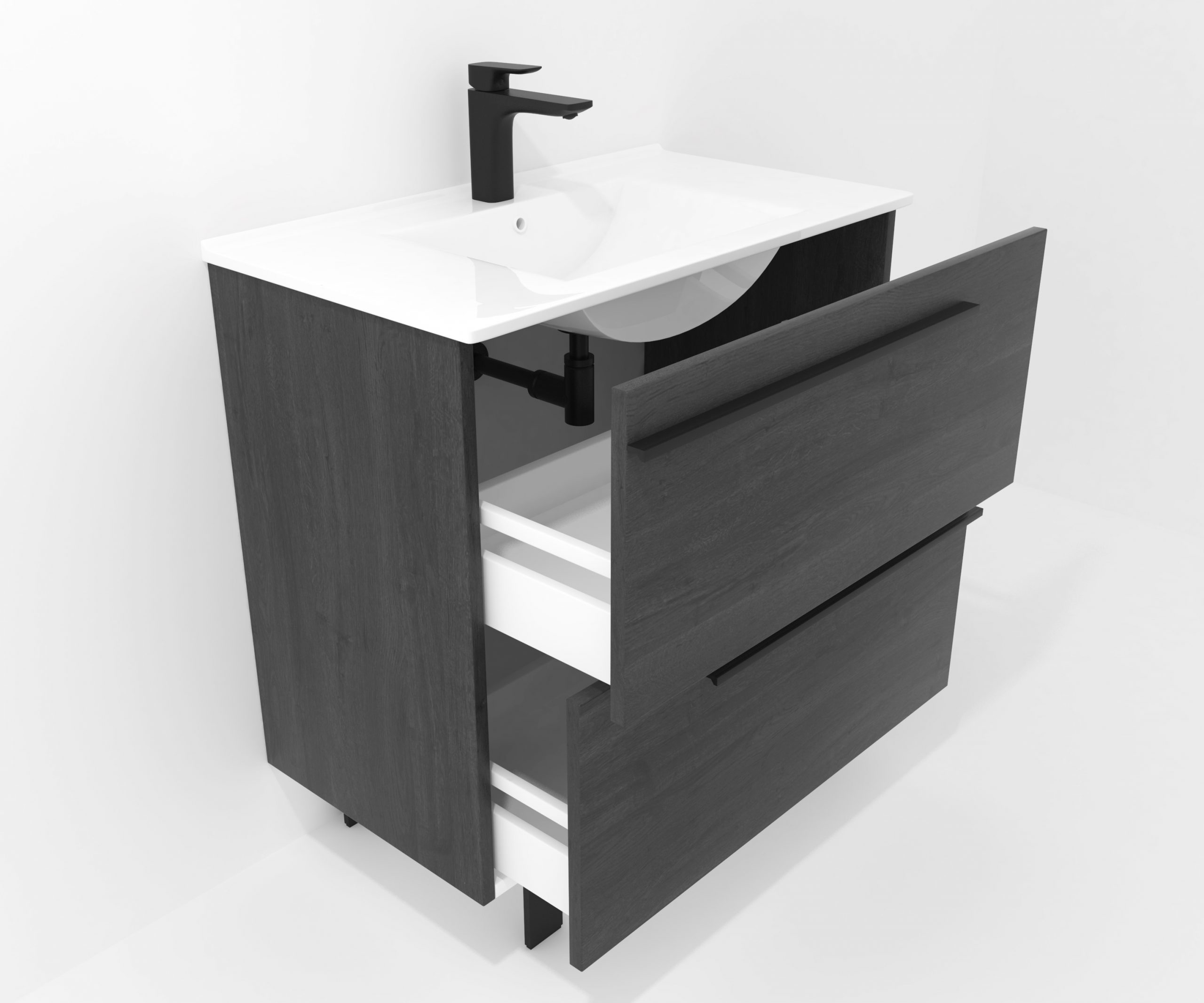 Ensemble en laiton avec lavabo et miroir LED