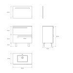 Ensemble en laiton avec lavabo et miroir LED