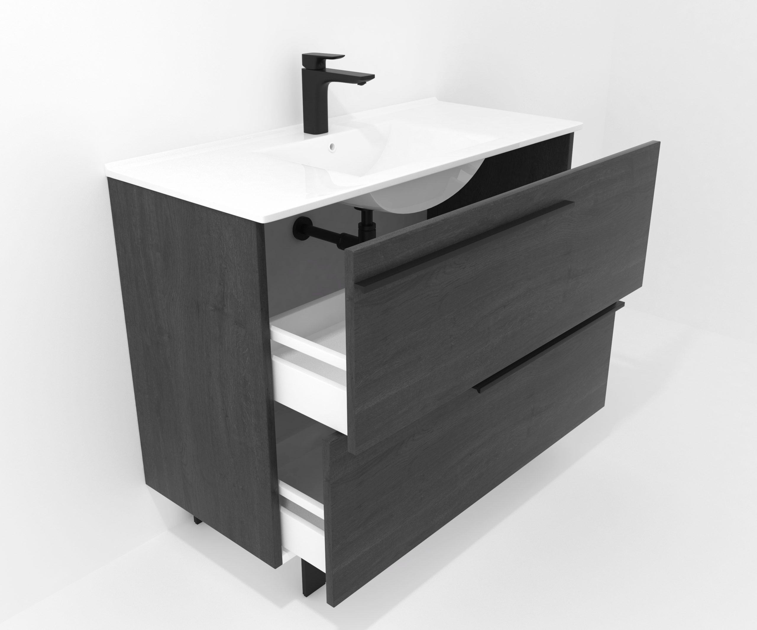 Ensemble en laiton avec lavabo et miroir LED