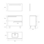 Ensemble en laiton avec lavabo et miroir LED