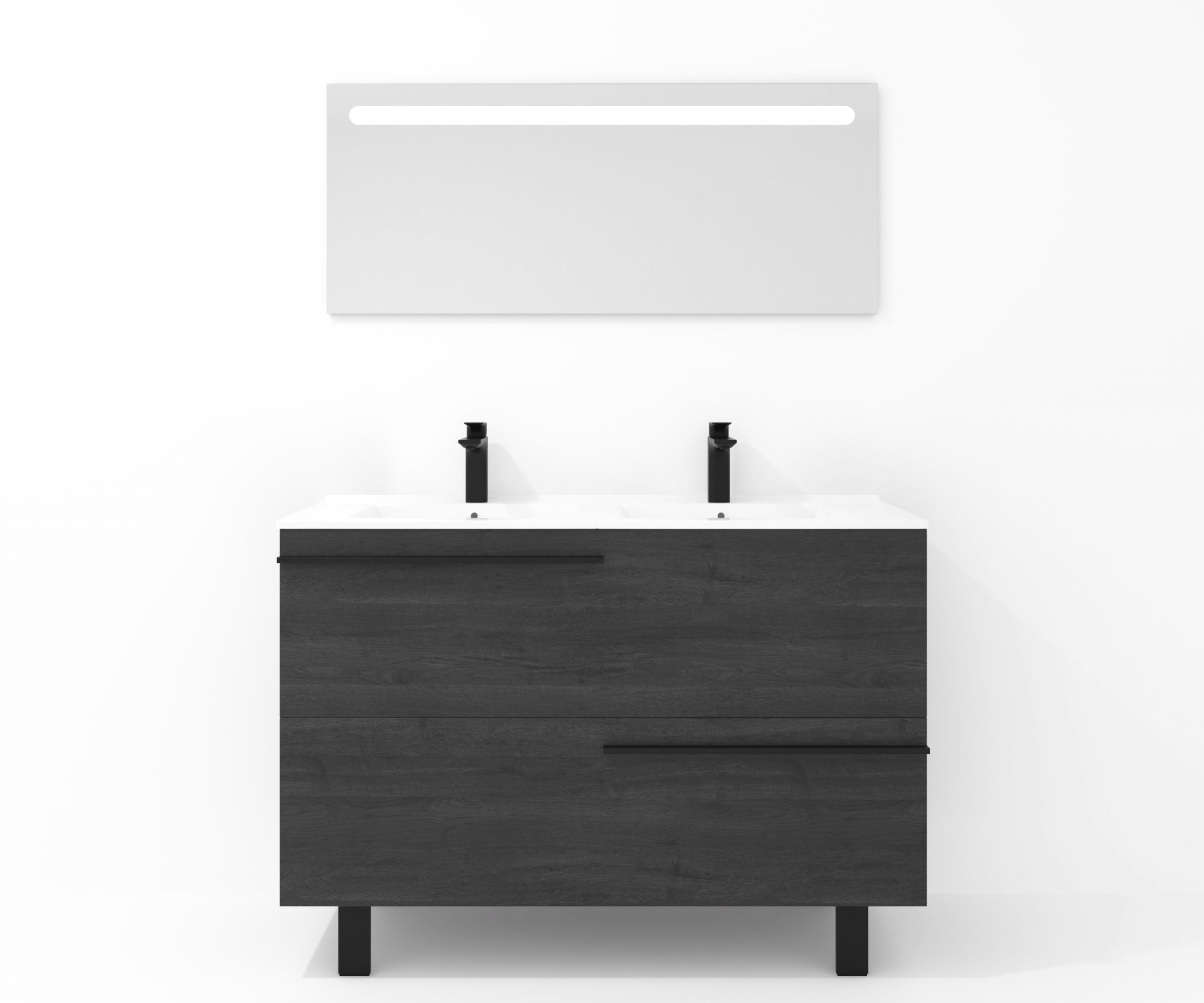 Ensemble en laiton avec lavabo et miroir LED