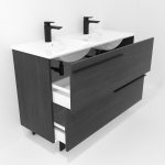 Ensemble en laiton avec lavabo et miroir LED