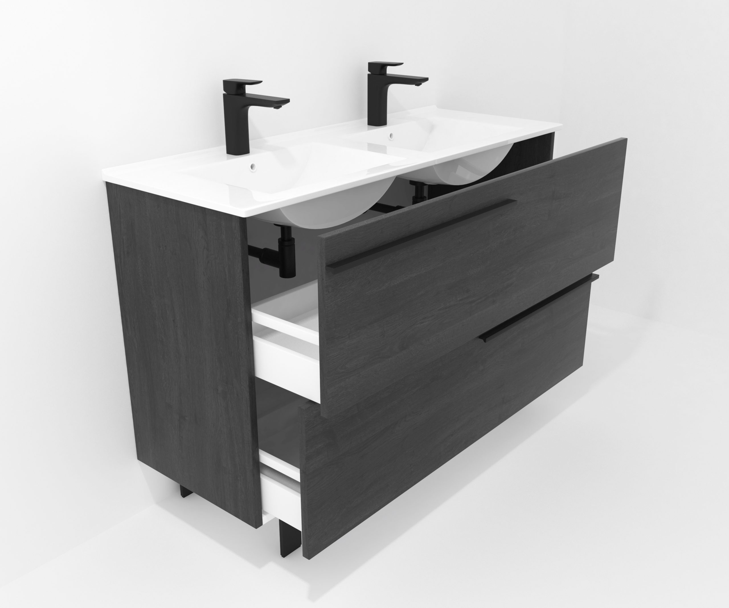Ensemble en laiton avec lavabo et miroir LED