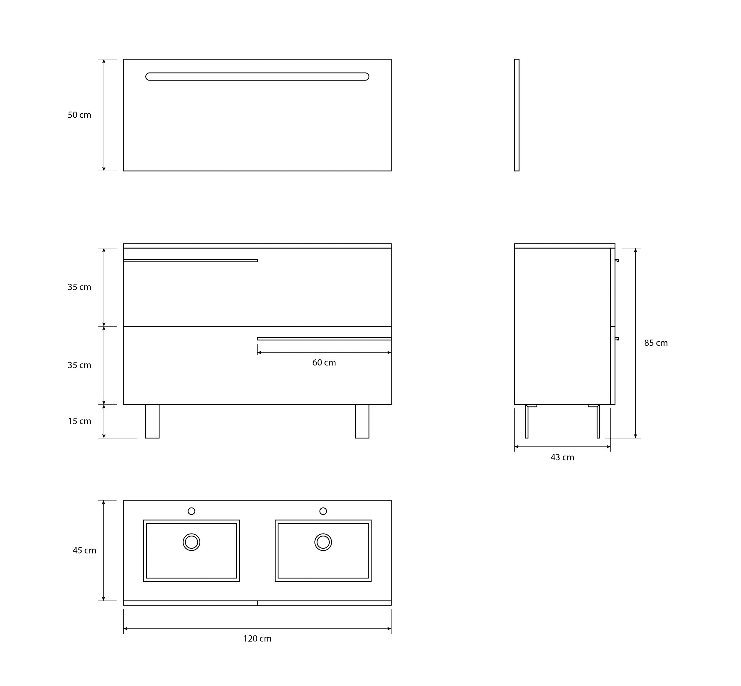 Ensemble en laiton avec lavabo et miroir LED