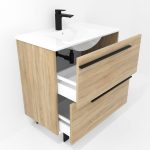 Ensemble en laiton avec lavabo et miroir LED