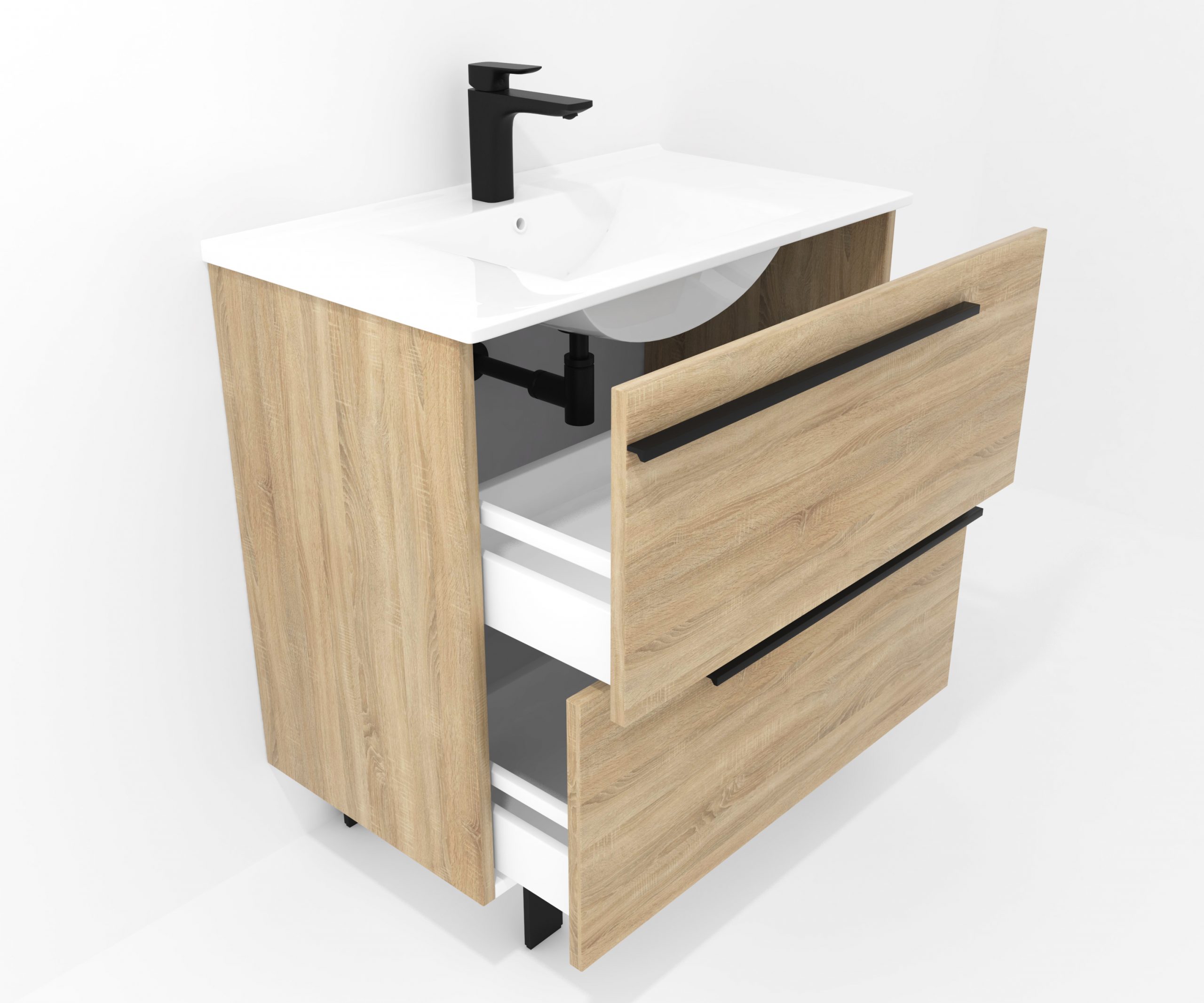 Ensemble en laiton avec lavabo et miroir LED