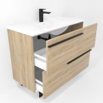 Ensemble en laiton avec lavabo et miroir LED