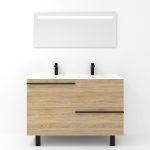 Ensemble en laiton avec lavabo et miroir LED