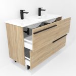 Ensemble en laiton avec lavabo et miroir LED