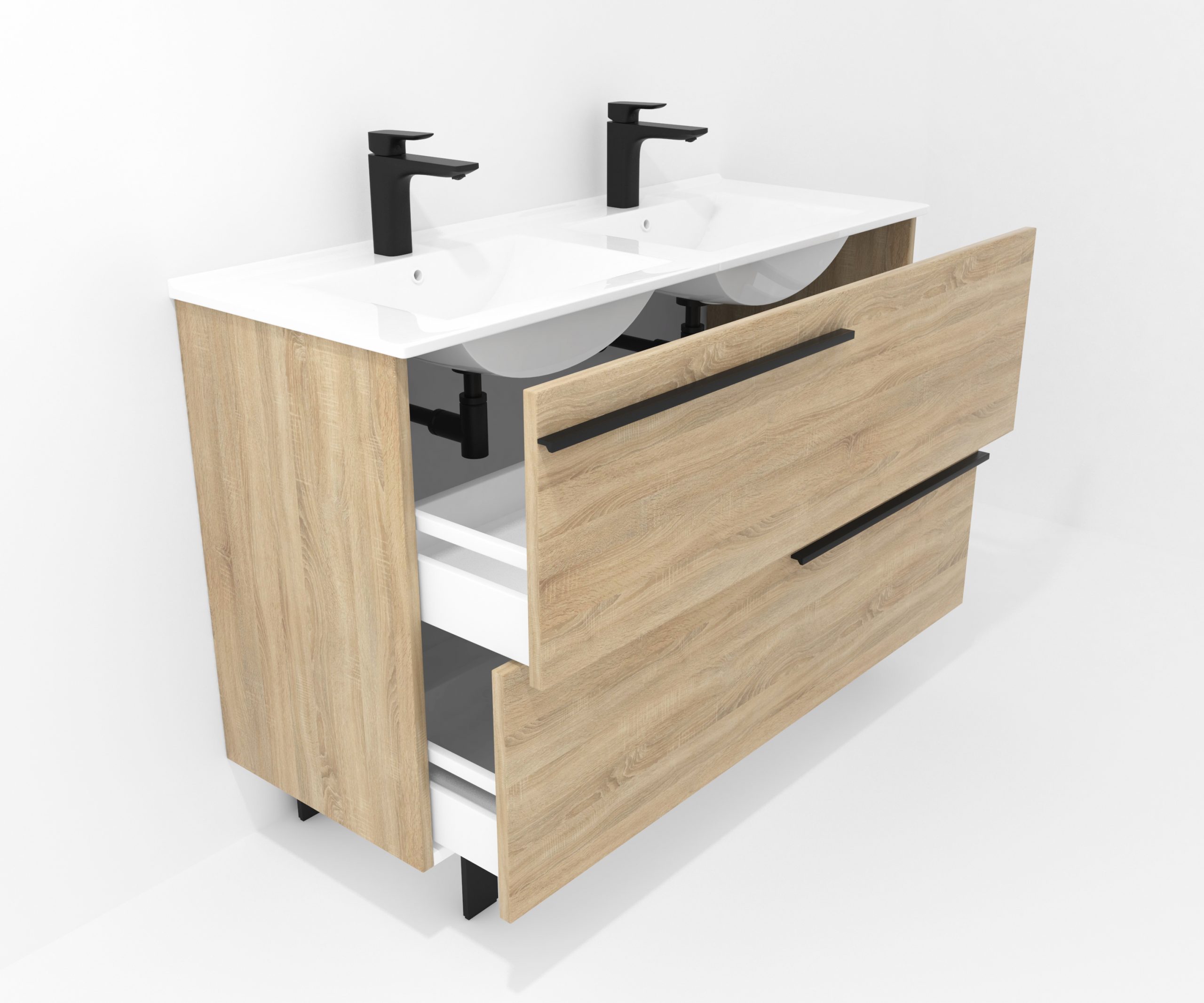 Ensemble en laiton avec lavabo et miroir LED