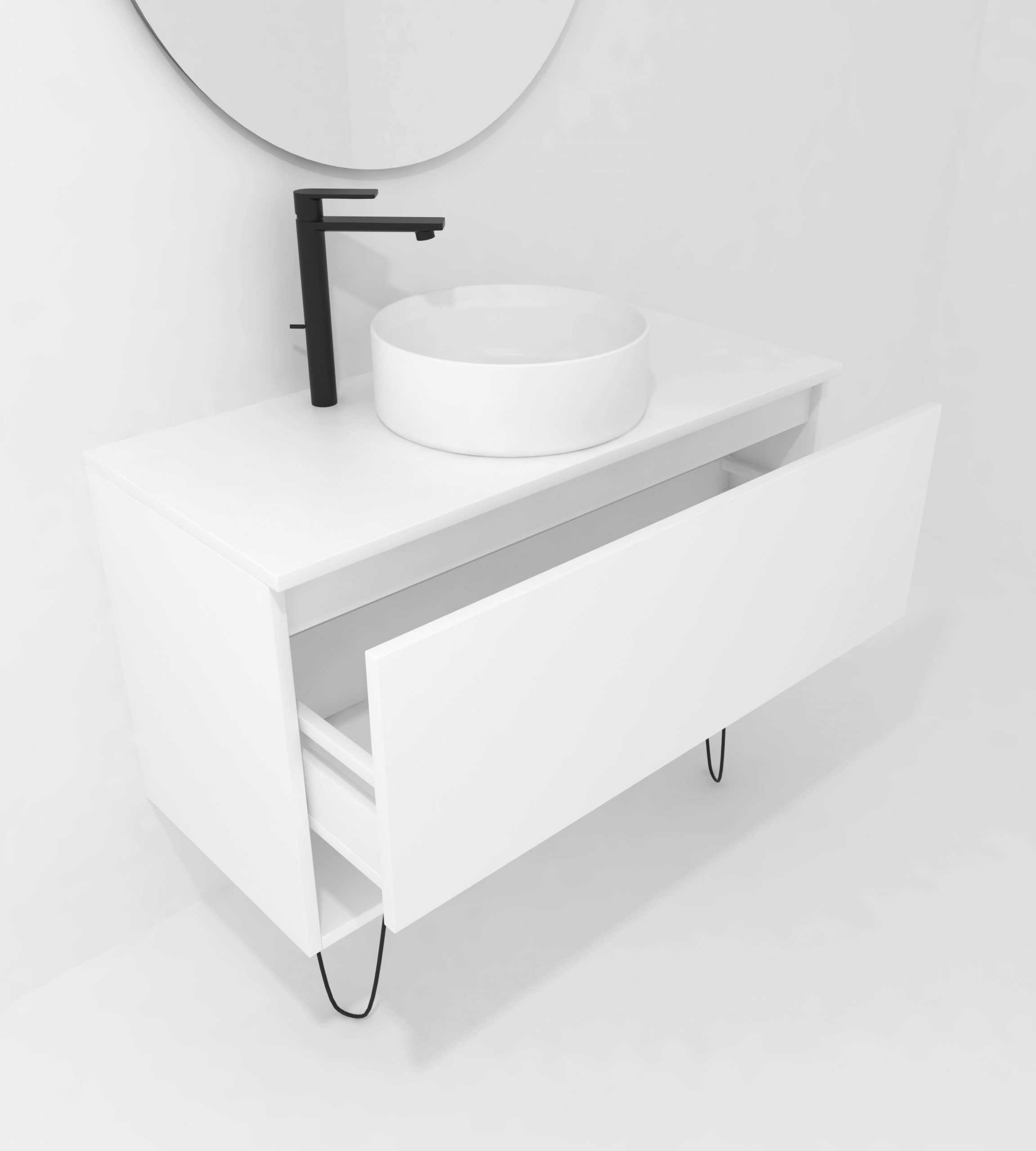 Pack Lille avec vasque à poser et miroir LED circulaire