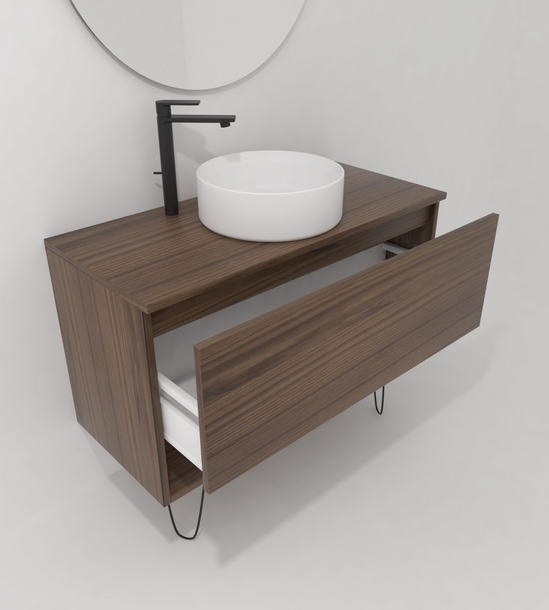 Pack Lille avec vasque à poser et miroir LED circulaire