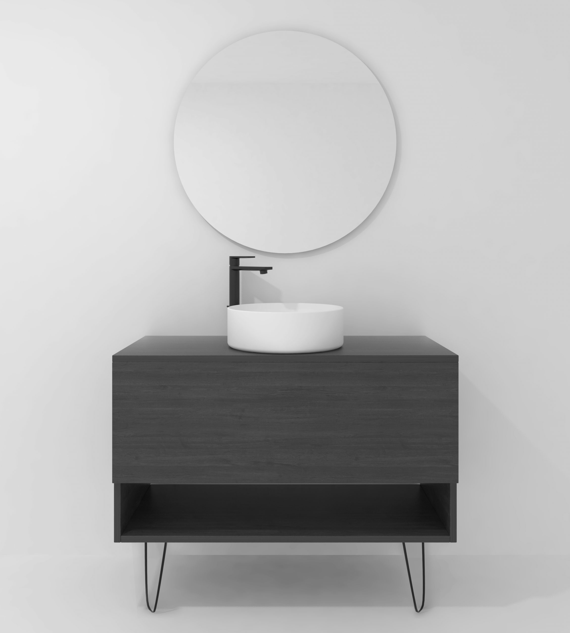 Pack Lille avec vasque à poser et miroir LED circulaire