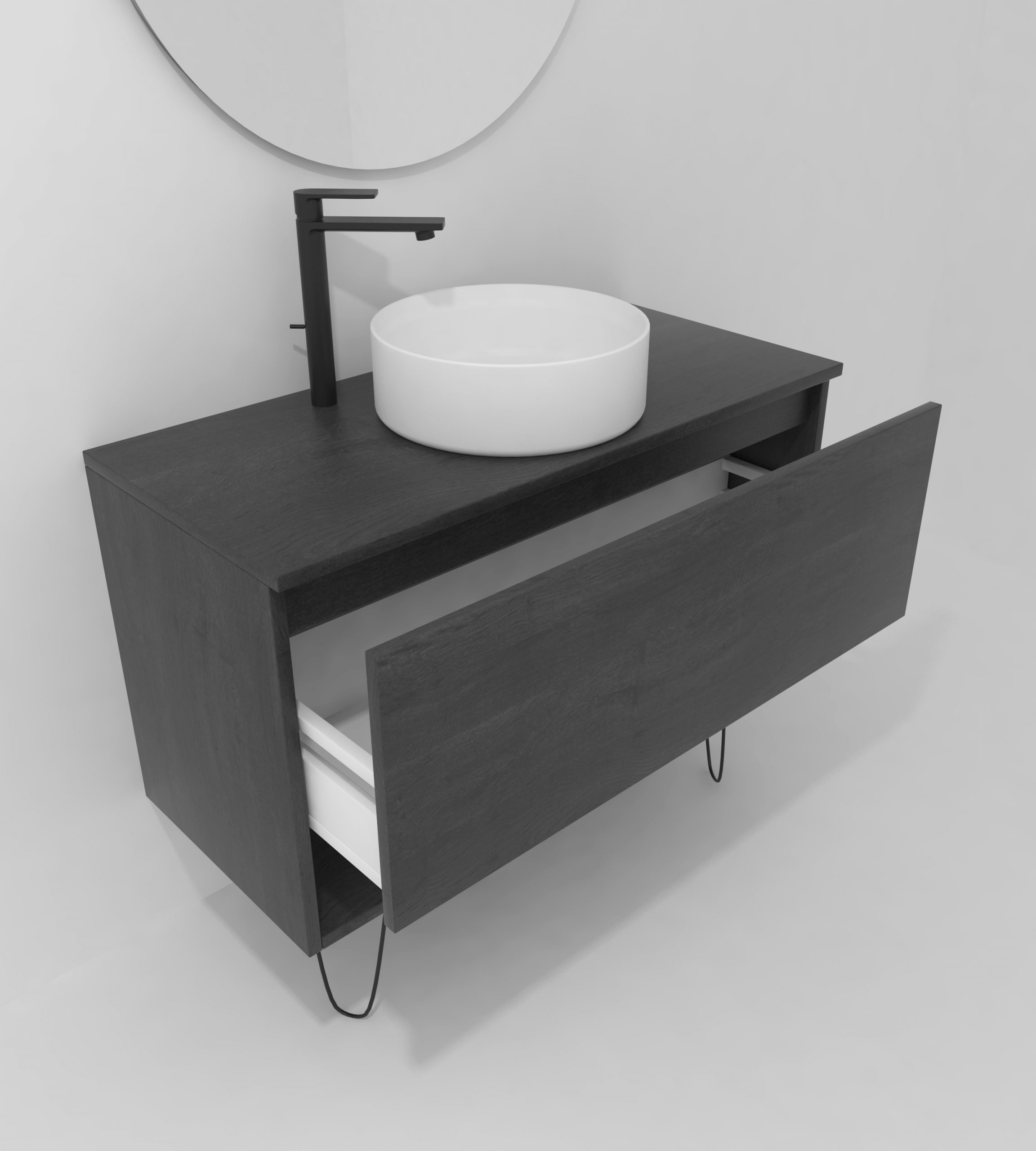 Pack Lille avec vasque à poser et miroir LED circulaire