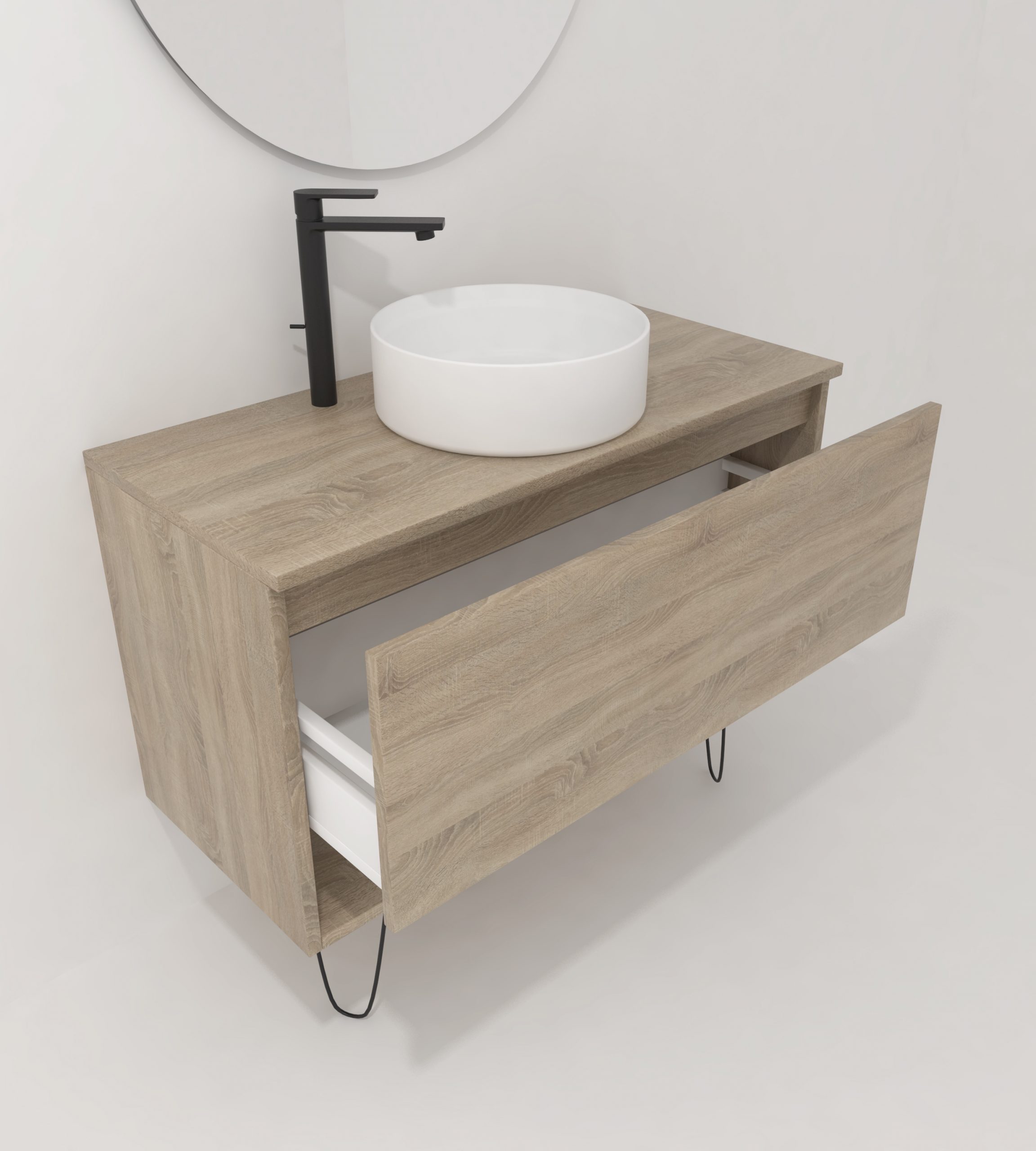 Pack Lille avec vasque à poser et miroir LED circulaire