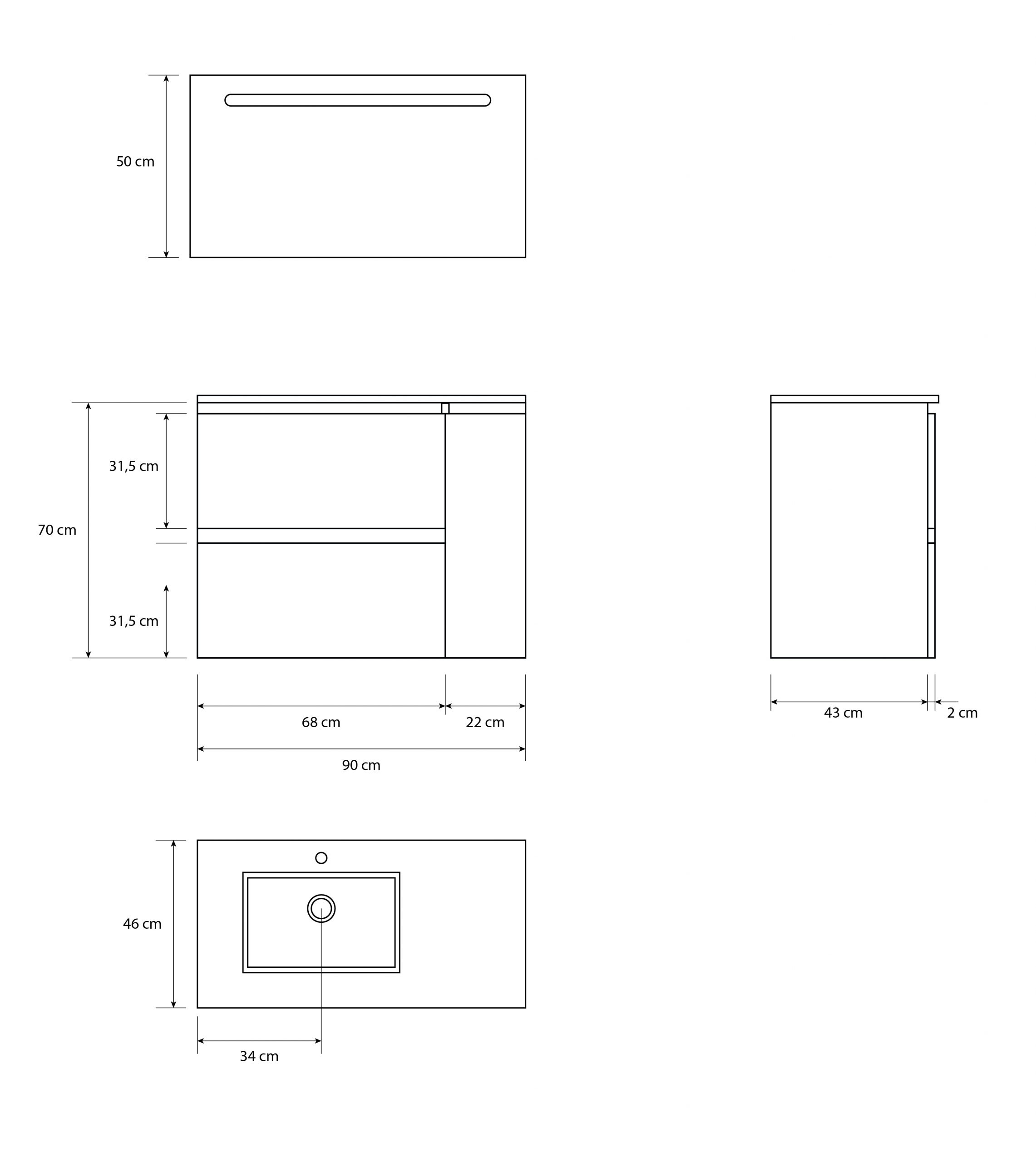 Pack Montpellier avec miroir LED et lavabo