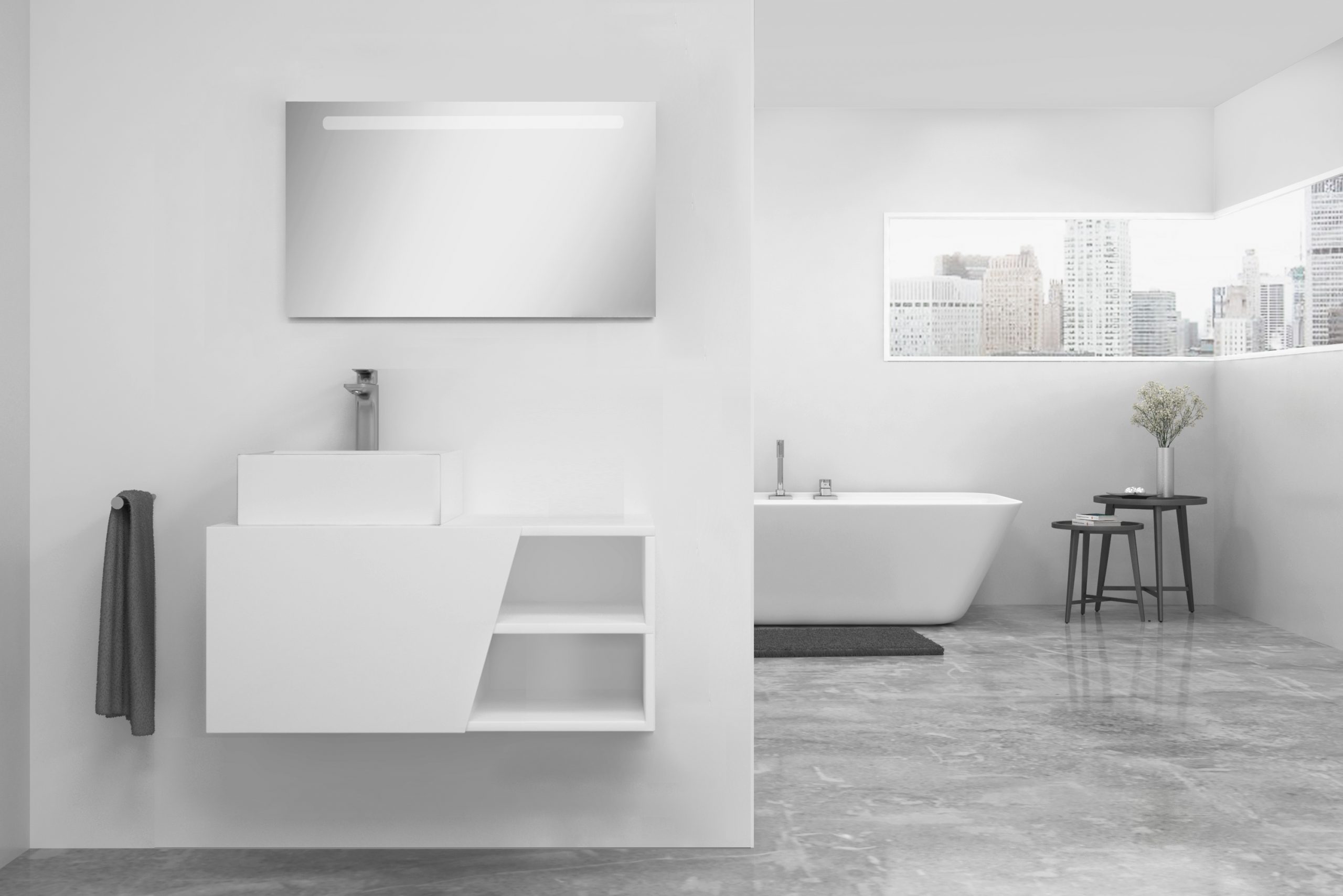Pack Rennes avec lavabo et miroir LED