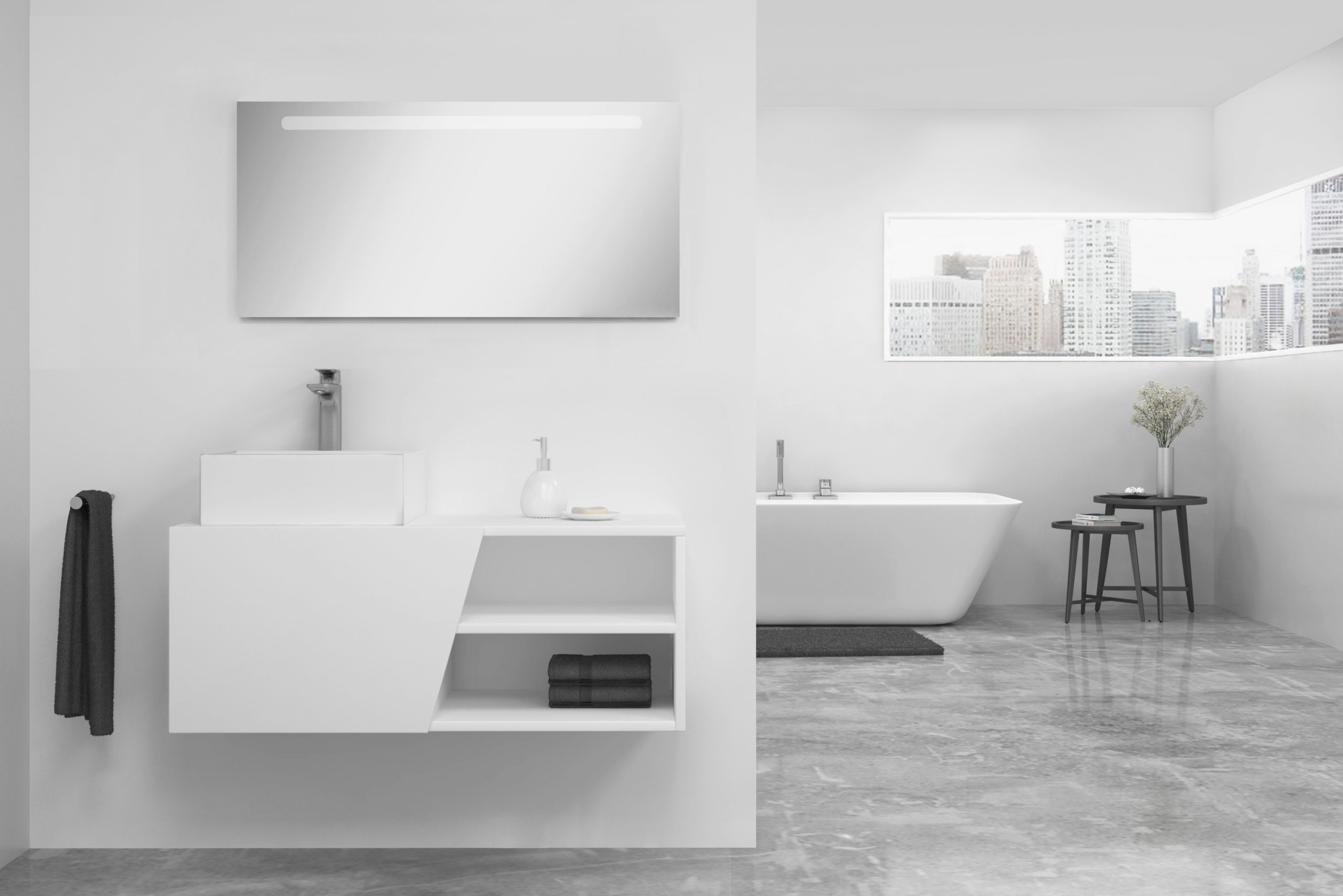 Pack Rennes avec lavabo et miroir LED
