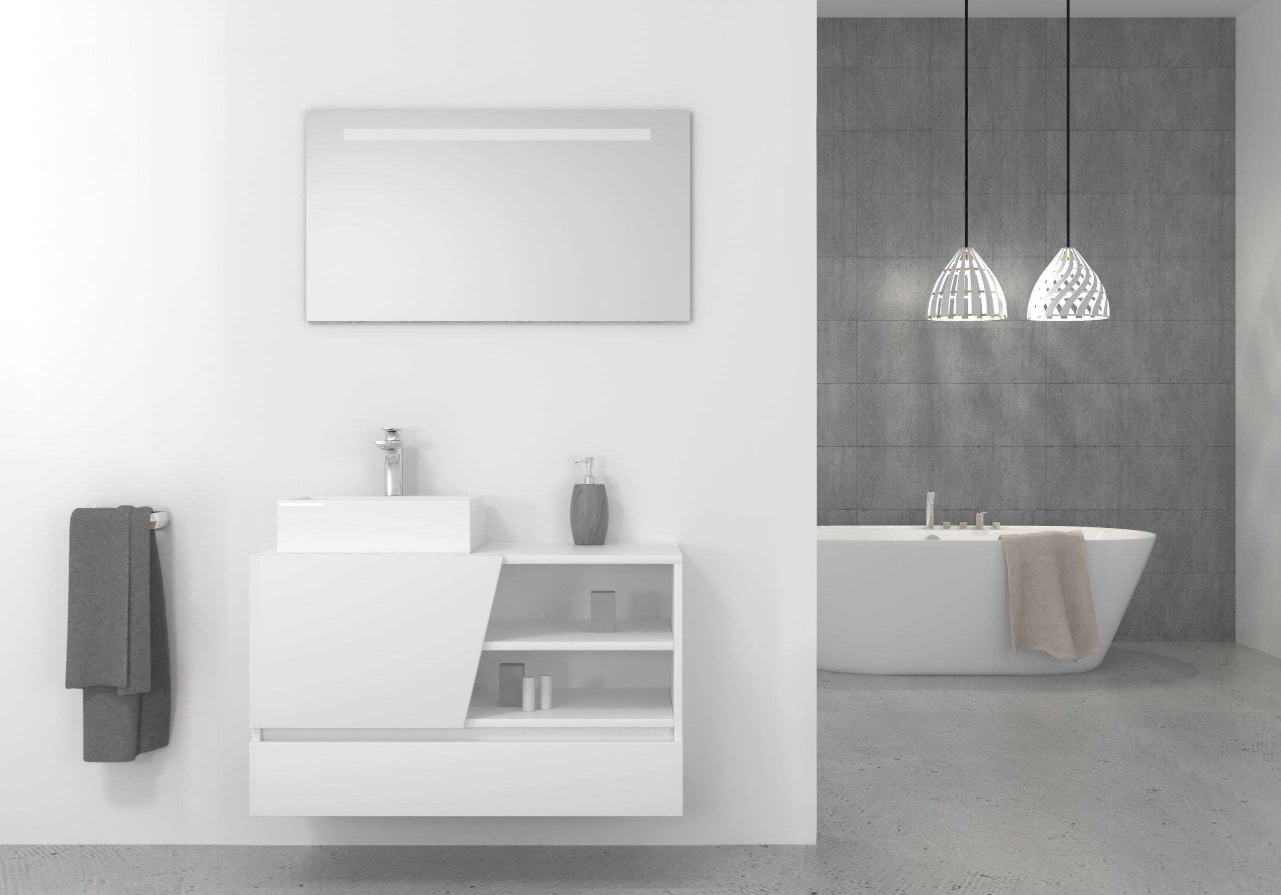 Pack Rennes Plus avec lavabo et miroir LED