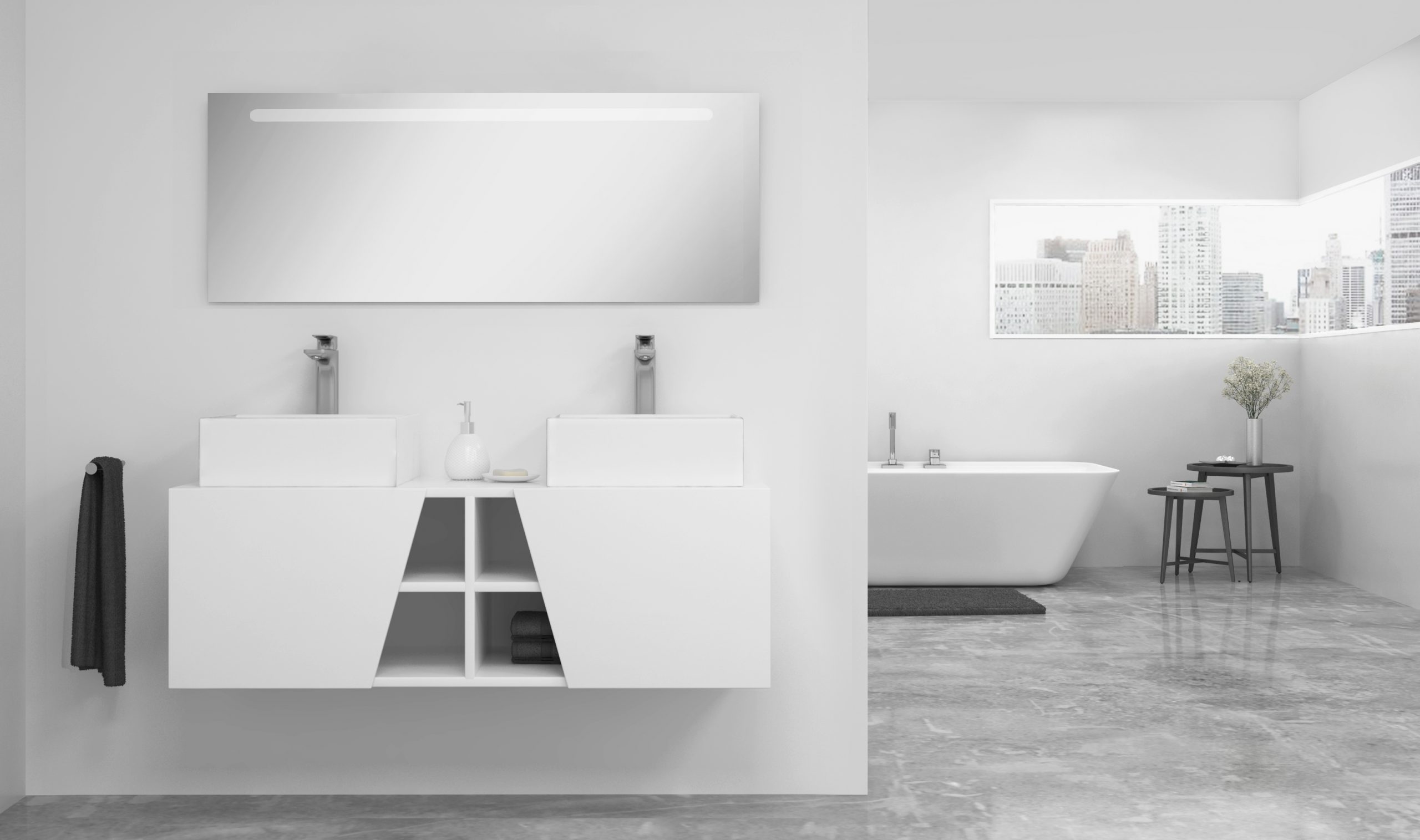 Pack Rennes avec lavabo et miroir LED