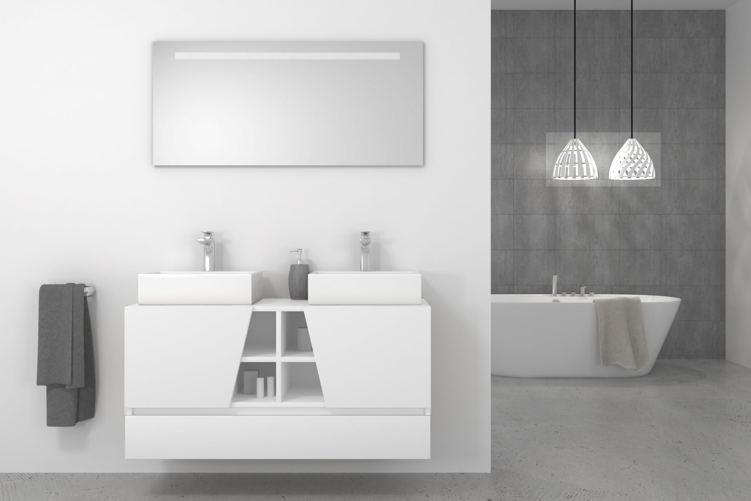 Pack Rennes Plus avec lavabo et miroir LED